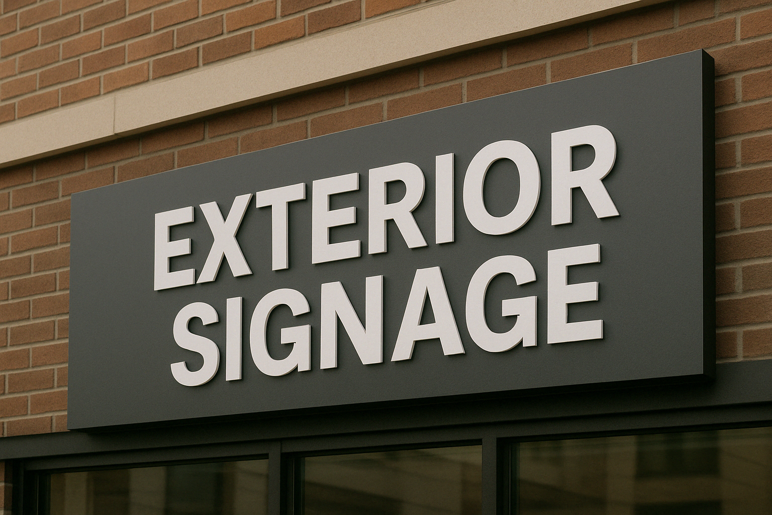 Custom exterior business sign installed outdoors above storefront