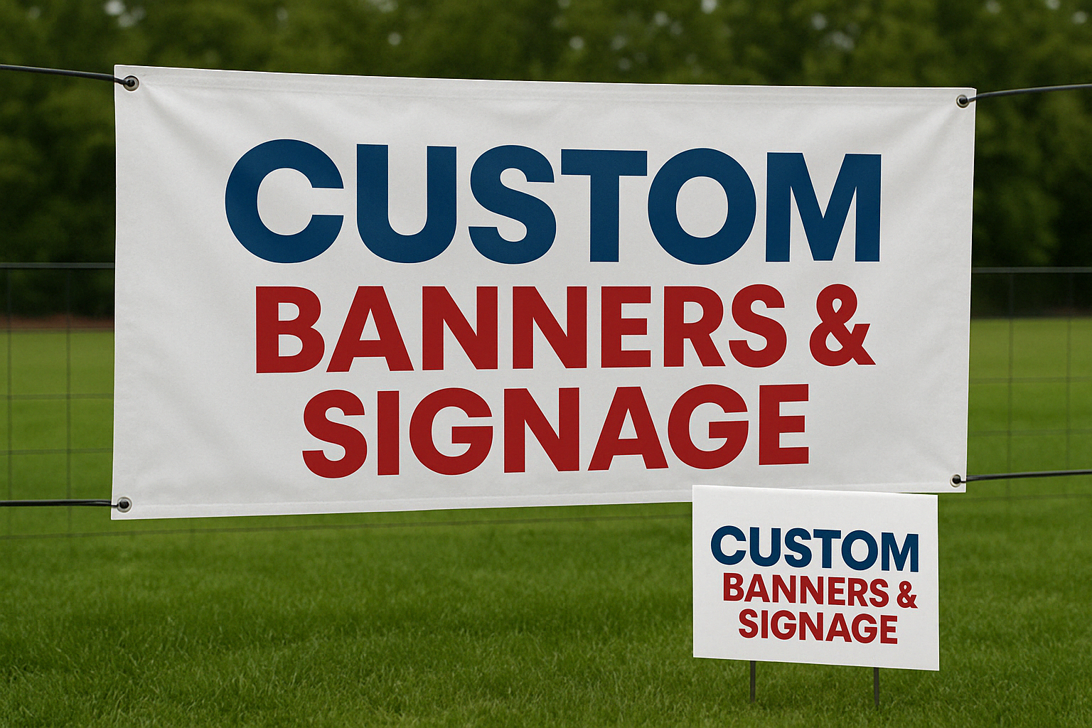 Custom yard sign with bold business name and contact number