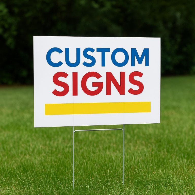 Custom signs outdoor advertising display for business signage solutions.